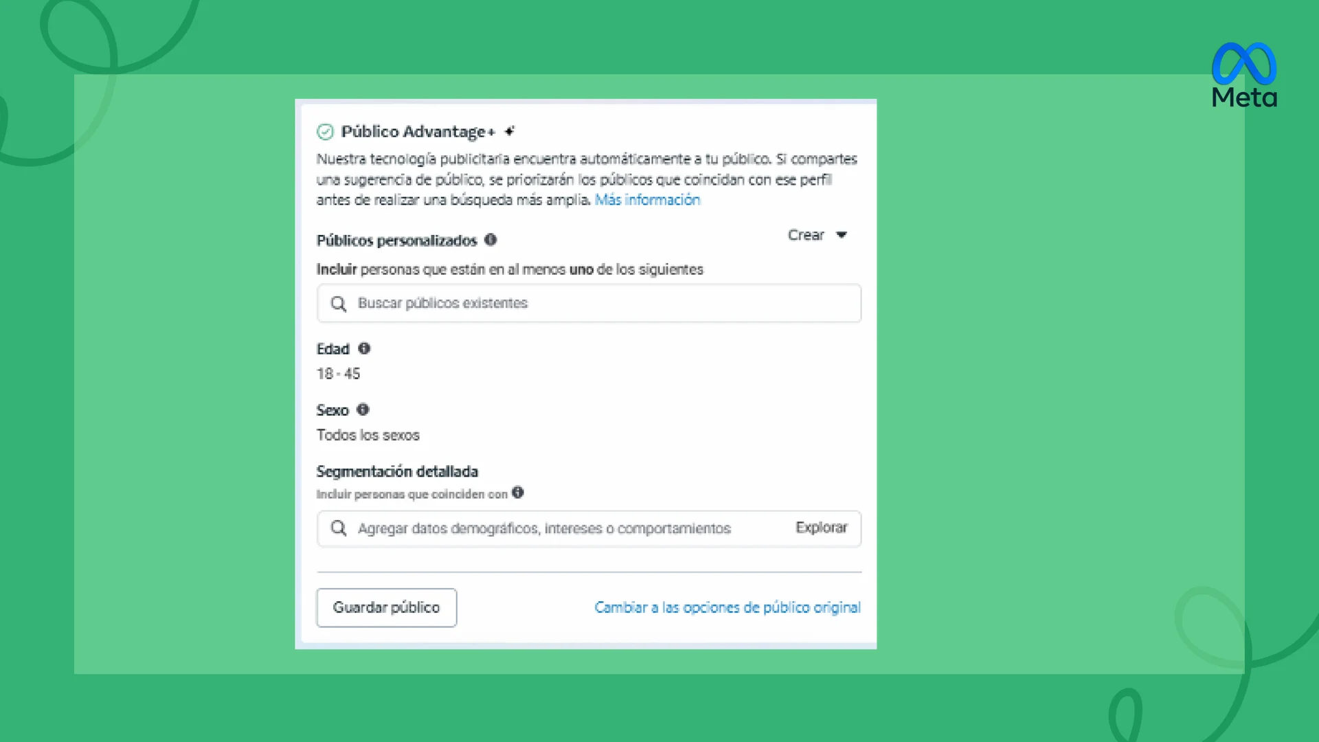 Público Advantage+ y segmentación base
